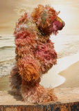 Winnie McInnery, a wild, quite large and characterful, one of a kind artist bear by Barbara-Ann Bears in gorgeous scraggly hand dyed mohair, she stands 19 inches (48 cm) tall and is 13.5 inches (34 cm) sitting. She is made from a gorgeous, long, straggly mohair that Barbara has dyed in a multitude of natural colours
