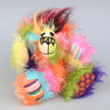 Zoiks! is a rather colourful and comical one of a kind artist bear in beautiful, fluffy hand dyed mohair and faux fur by Barbara Ann Bears. Zoiks! stands 10.5 inches( 33 cm) tall and is 8 inches (20 cm) sitting, this doesn't include his plumes of hair which add another 3 inches/ 7.5cm.