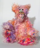 Cezanne is a gentle, elegant and delicately colourful, one of a kind, hand dyed mohair, shaggy artist bear by Barbara-Ann Bears. Cezanne stands 16.5 inches (40 cm) tall and is 12 inches (30 cm) sitting.