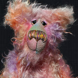 Cezanne is a gentle, elegant and delicately colourful, one of a kind, hand dyed mohair, shaggy artist bear by Barbara-Ann Bears. Cezanne stands 16.5 inches (40 cm) tall and is 12 inches (30 cm) sitting.