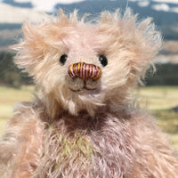 Archibald is a sweet little traditional, one of a kind artist teddy bear, in subtly coloured hand dyed mohair by Barbara Ann Bears he stands 6 inches/15 cm tall