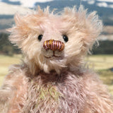 Archibald is a sweet little traditional, one of a kind artist teddy bear, in subtly coloured hand dyed mohair by Barbara Ann Bears he stands 6 inches/15 cm tall