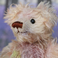 Archibald is a sweet little traditional, one of a kind artist teddy bear, in subtly coloured hand dyed mohair by Barbara Ann Bears he stands 6 inches/15 cm tall