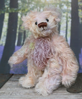 Archibald is a sweet little traditional, one of a kind artist teddy bear, in subtly coloured hand dyed mohair by Barbara Ann Bears he stands 6 inches/15 cm tall