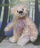 Archibald is a sweet little traditional, one of a kind artist teddy bear, in subtly coloured hand dyed mohair by Barbara Ann Bears he stands 6 inches/15 cm tall