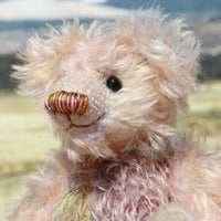 Archibald is a sweet little traditional, one of a kind artist teddy bear, in subtly coloured hand dyed mohair by Barbara Ann Bears he stands 6 inches/15 cm tall