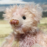 Archibald is a sweet little traditional, one of a kind artist teddy bear, in subtly coloured hand dyed mohair by Barbara Ann Bears he stands 6 inches/15 cm tall
