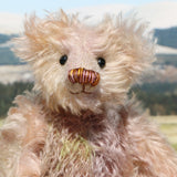 Archibald is a sweet little traditional, one of a kind artist teddy bear, in subtly coloured hand dyed mohair by Barbara Ann Bears he stands 6 inches/15 cm tall