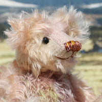 Archibald is a sweet little traditional, one of a kind artist teddy bear, in subtly coloured hand dyed mohair by Barbara Ann Bears he stands 6 inches/15 cm tall