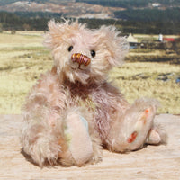 Archibald is a sweet little traditional, one of a kind artist teddy bear, in subtly coloured hand dyed mohair by Barbara Ann Bears he stands 6 inches/15 cm tall
