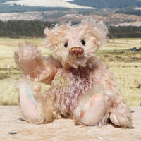 Archibald is a sweet little traditional, one of a kind artist teddy bear, in subtly coloured hand dyed mohair by Barbara Ann Bears he stands 6 inches/15 cm tall