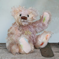 Archibald is a sweet little traditional, one of a kind artist teddy bear, in subtly coloured hand dyed mohair by Barbara Ann Bears he stands 6 inches/15 cm tall