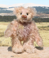 Archibald is a sweet little traditional, one of a kind artist teddy bear, in subtly coloured hand dyed mohair by Barbara Ann Bears he stands 6 inches/15 cm tall