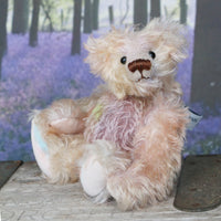 Archibald is a sweet little traditional, one of a kind artist teddy bear, in subtly coloured hand dyed mohair by Barbara Ann Bears he stands 6 inches/15 cm tall