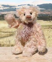 Archibald is a sweet little traditional, one of a kind artist teddy bear, in subtly coloured hand dyed mohair by Barbara Ann Bears he stands 6 inches/15 cm tall