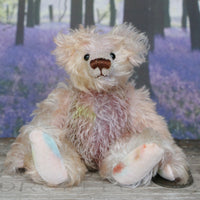 Archibald is a sweet little traditional, one of a kind artist teddy bear, in subtly coloured hand dyed mohair by Barbara Ann Bears he stands 6 inches/15 cm tall