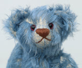 Blue Chip is a 10.5 inch vintage mohair artist teddy bear by Barbara Ann Bears