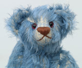 Blue Chip is a 10.5 inch vintage mohair artist teddy bear by Barbara Ann Bears