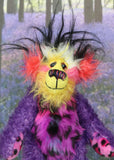 Caramba, a very colourful and comical, one of a kind, mohair artist teddy bear by Barbara Ann Bears