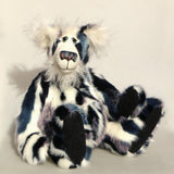 Charleston sitting, Charleston is a subtly coloured 19 inch one of a kind, artist teddy bear in gorgeous soft faux fur and fluffy white mohair by Barbara-Ann Bears 