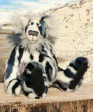 Charleston sitting, Charleston is a subtly coloured 19 inch one of a kind, artist teddy bear in gorgeous soft faux fur and fluffy white mohair by Barbara-Ann Bears 