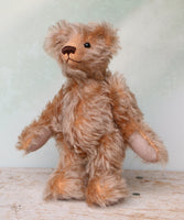 Chorley standing. Chorley is a sweet and loving traditional one of a kind artist bear in beautiful grey flecked German mohair by Barbara Ann Bears, he stands 7.5 inches/19 cm tall