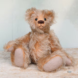 Chorley sitting. Chorley is a sweet and loving traditional one of a kind artist bear in beautiful grey flecked German mohair by Barbara Ann Bears, he stands 7.5 inches/19 cm tall