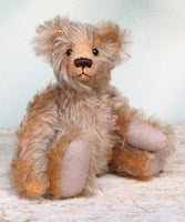 Chorley sitting. Chorley is a sweet and loving traditional one of a kind artist bear in beautiful grey flecked German mohair by Barbara Ann Bears, he stands 7.5 inches/19 cm tall