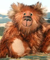 Chutney is an adorably cute little artist bear in wonderful dark brown tipped chestnut mohair by Barbara-Ann Bears, Chutney stands just 7.5 inches(19 cm) tall