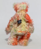 Clement Fiveacres is a 13 inch a one of a kind artist bear by Barbara-Ann Bears in delicately colourful, feathery hand dyed mohair with hand painted eyes, hand dyed velvet paw pads, a beautifully embroidered nose and a sweet smile