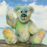 Colin Cockles is an 8 inch one of a kind, hand dyed mohair artist teddy bear by Barbara-Ann Bears