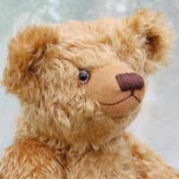 Close-up of a brown teddy bear with a blurred background