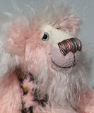 Emily Pinkleton a sweet and friendly one of a kind artist teddy bear by Barbara-Ann Bears in delicately coloured mohair and faux fur, she stands 10 inches/25 cm tall 