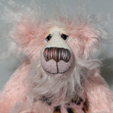 Emily Pinkleton a sweet and friendly one of a kind artist teddy bear by Barbara-Ann Bears in delicately coloured mohair and faux fur, she stands 10 inches/25 cm tall 