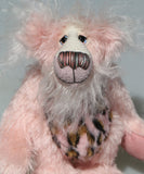 Emily Pinkleton a sweet and friendly one of a kind artist teddy bear by Barbara-Ann Bears in delicately coloured mohair and faux fur, she stands 10 inches/25 cm tall 