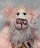 Emily Pinkleton a sweet and friendly one of a kind artist teddy bear by Barbara-Ann Bears in delicately coloured mohair and faux fur, she stands 10 inches/25 cm tall 