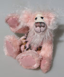 Emily Pinkleton a sweet and friendly one of a kind artist teddy bear by Barbara-Ann Bears in delicately coloured mohair and faux fur, she stands 10 inches/25 cm tall 