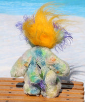 Indigo Joe is a wild and wonderful bear, full of colourful happiness, a one of a kind, mohair artist teddy bear by Barbara-Ann Bears, he stands 7.5 inches/19 cm