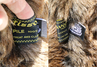 Jefferson Spruce is mostly made from a beautiful and very dense Tissavel faux fur, it was until recently a gorgeous and very warm vintage jacket. Tissavel is the Rolls Royce of faux furs, it probably dates back to the 1970s if not before