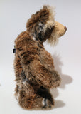 Jefferson Spruce is a very shaggy, wild and wonderful, one of a kind, artist teddy bear in beautiful Tissavel faux fur & fluffy mohair by Barbara-Ann Bears, he stands 19.5 inches/50 cm tall. Jefferson Spruce is made from brown faux fur and very long and fluffy beige mohair, with beige wool felt paws, hand painted eyes and eyelids, a wonderful nose and sweet soulful smile