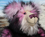 Petunia is a very large, cuddly and beautifully coloured, 26 inch tall one of a kind, artist bear by Barbara Ann Bears in luxurious fluffy faux fur and mohair.
Bluebell is made from the most gorgeous and luxurious faux fur and mohair, mainly a dense, long and fluffy faux fur in pink with black tipping. Her face, the fronts of her ears and the underside of her tail are a long, fluffy cream mohair. Bluebell has purple velvet paw pads that co-ordinate perfectly.