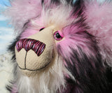 Petunia is a very large, cuddly and beautifully coloured, 26 inch tall one of a kind, artist bear by Barbara Ann Bears in luxurious fluffy faux fur and mohair.
Bluebell is made from the most gorgeous and luxurious faux fur and mohair, mainly a dense, long and fluffy faux fur in pink with black tipping. Her face, the fronts of her ears and the underside of her tail are a long, fluffy cream mohair. Bluebell has purple velvet paw pads that co-ordinate perfectly.