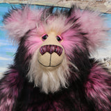 Petunia is a very large, cuddly and beautifully coloured, 26 inch tall one of a kind, artist bear by Barbara Ann Bears in luxurious fluffy faux fur and mohair.
Bluebell is made from the most gorgeous and luxurious faux fur and mohair, mainly a dense, long and fluffy faux fur in pink with black tipping. Her face, the fronts of her ears and the underside of her tail are a long, fluffy cream mohair. Bluebell has purple velvet paw pads that co-ordinate perfectly.