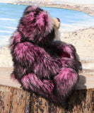 Petunia is a very large, cuddly and beautifully coloured, 26 inch tall one of a kind, artist bear by Barbara Ann Bears in luxurious fluffy faux fur and mohair.
Bluebell is made from the most gorgeous and luxurious faux fur and mohair, mainly a dense, long and fluffy faux fur in pink with black tipping. Her face, the fronts of her ears and the underside of her tail are a long, fluffy cream mohair. Bluebell has purple velvet paw pads that co-ordinate perfectly.