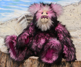 Petunia is a very large, cuddly and beautifully coloured, 26 inch tall one of a kind, artist bear by Barbara Ann Bears in luxurious fluffy faux fur and mohair.
Bluebell is made from the most gorgeous and luxurious faux fur and mohair, mainly a dense, long and fluffy faux fur in pink with black tipping. Her face, the fronts of her ears and the underside of her tail are a long, fluffy cream mohair. Bluebell has purple velvet paw pads that co-ordinate perfectly.