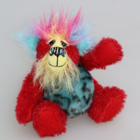 Rudi Ruffles is a one of a kind, hand dyed mohair artist teddy bear by Barbara-Ann Bears