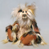 Selwyn is a lovable and beautifully coloured, one of a kind, artist teddy bear in gorgeous faux fur and fluffy mohair by Barbara-Ann Bears, he stands 16 inches/41 cm tall
