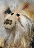 Selwyn is a lovable and beautifully coloured, one of a kind, artist teddy bear in gorgeous faux fur and fluffy mohair by Barbara-Ann Bears, he stands 16 inches/41 cm tall