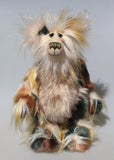 Selwyn is a lovable and beautifully coloured, one of a kind, artist teddy bear in gorgeous faux fur and fluffy mohair by Barbara-Ann Bears, he stands 16 inches/41 cm tall