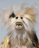Selwyn is a lovable and beautifully coloured, one of a kind, artist teddy bear in gorgeous faux fur and fluffy mohair by Barbara-Ann Bears, he stands 16 inches/41 cm tall
